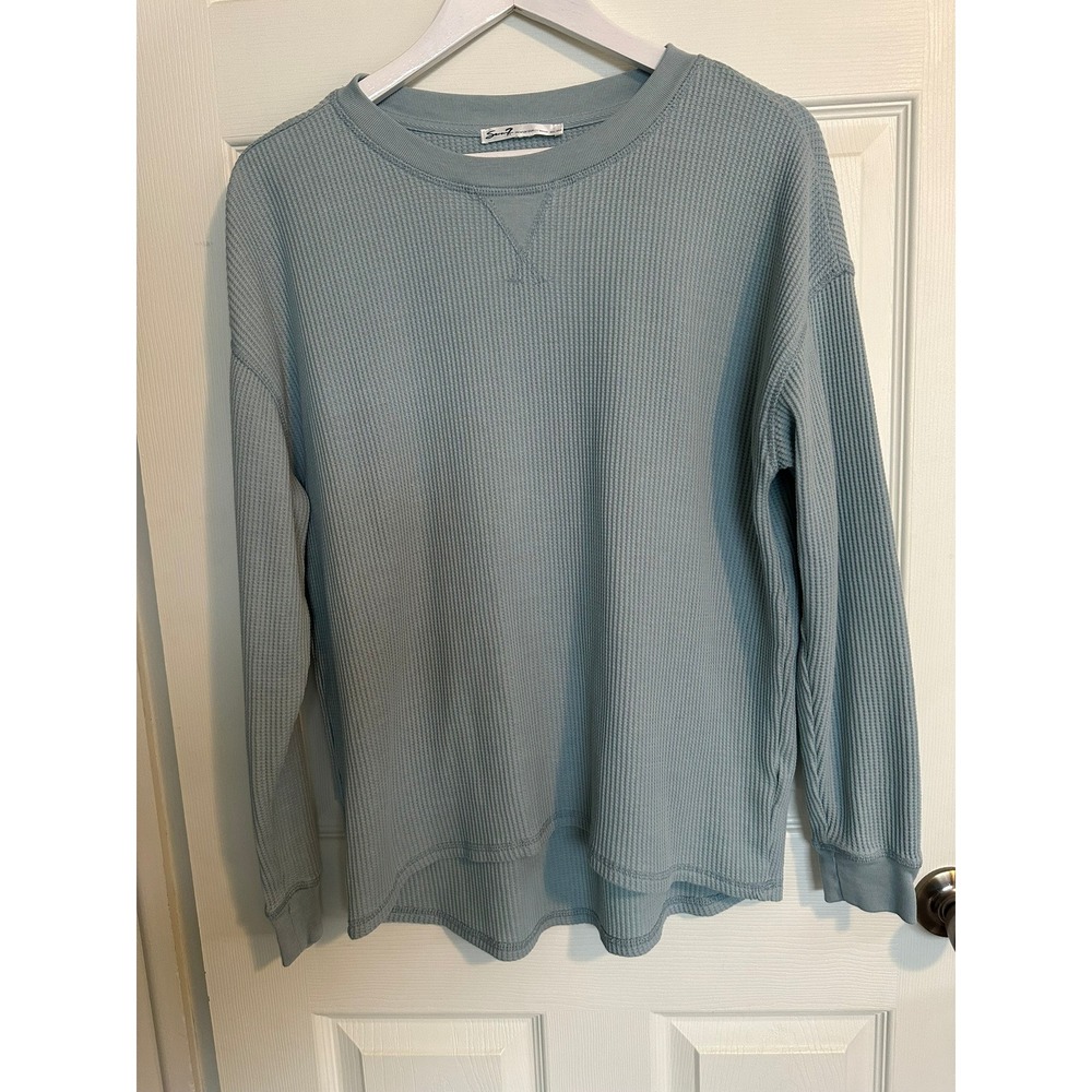 Seven7 Waffle Knit dusty blue size medium